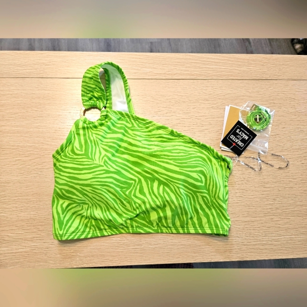 Michael Kors Lime Zebra Bikini Tops Small
